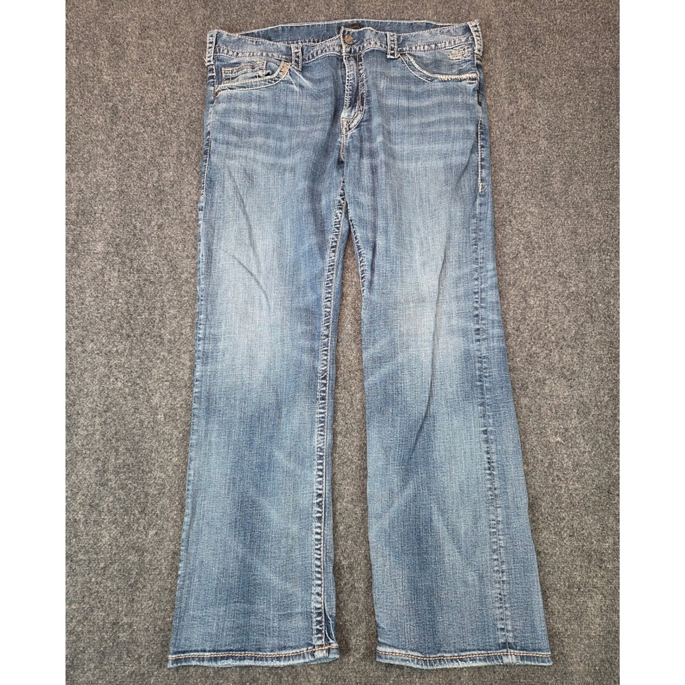 Silver Jeans Co Zac Relaxed Fit Jeans Mens 42x34 Blue Denim Straight Leg